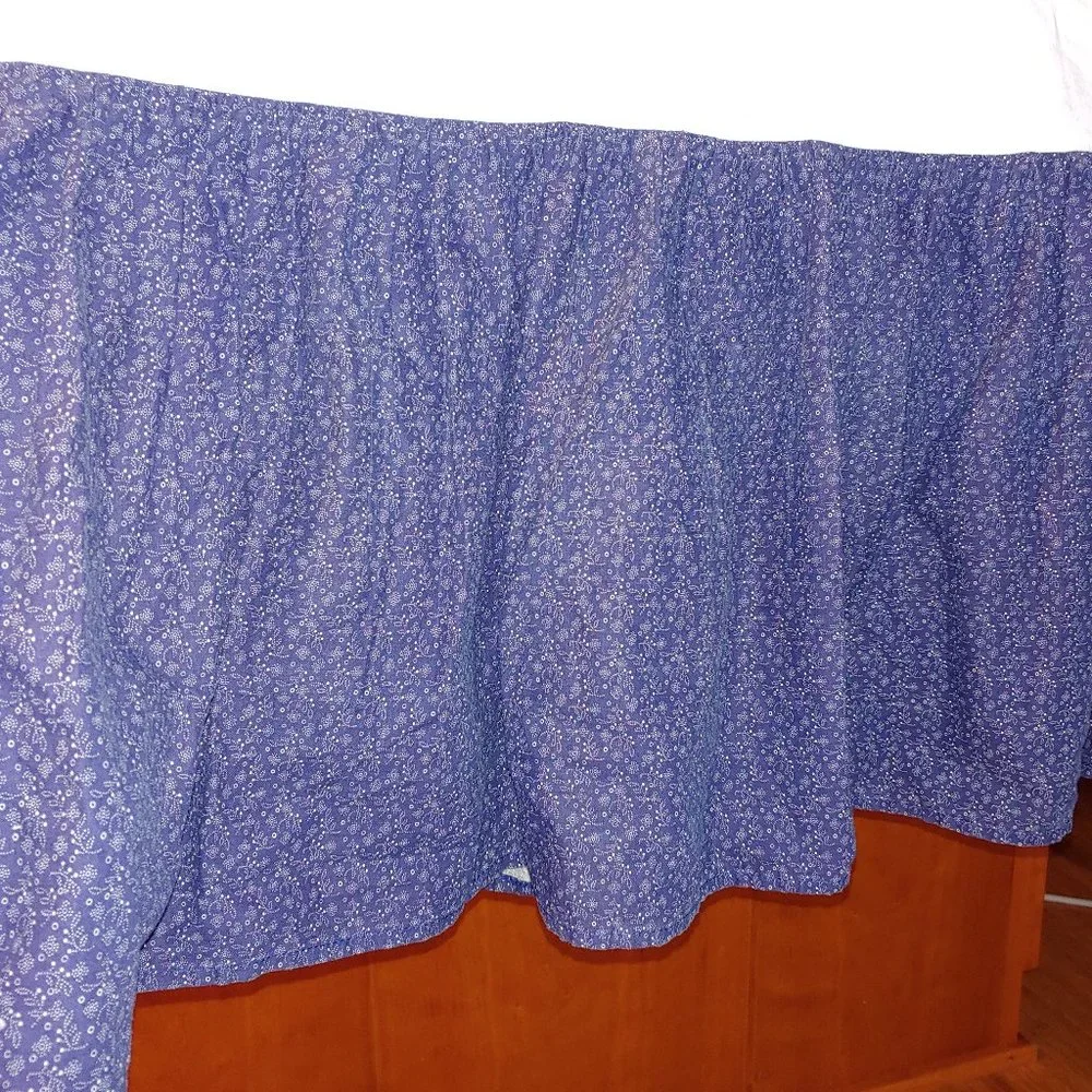 Ralph Lauren KING Blue Petite Floral Ruffled VTG Bed Skirt 13